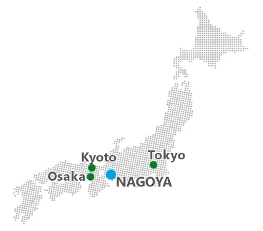 Map of Japan showing location of Nagoya